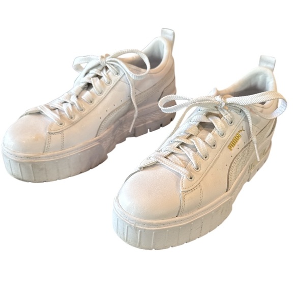 Puma Mayze Wns Classic White Platform Sneakers Size 8.5 - Picture 2 of 15